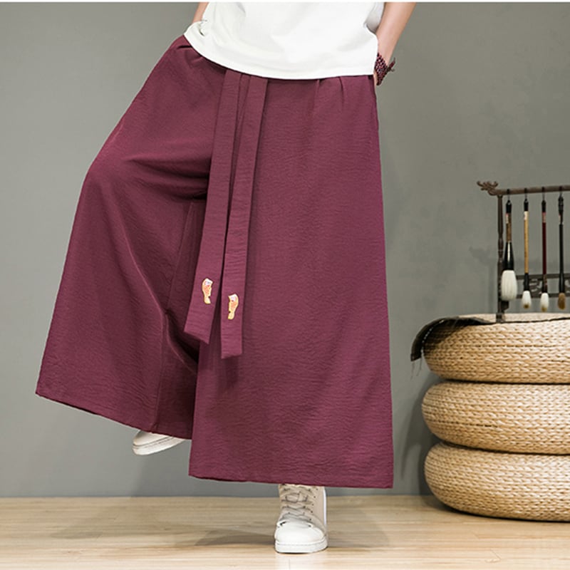 [Small Trouble Series]★China Style Pants★ 5color Bottoms Unisex Men's Large Size Gaucho Pants