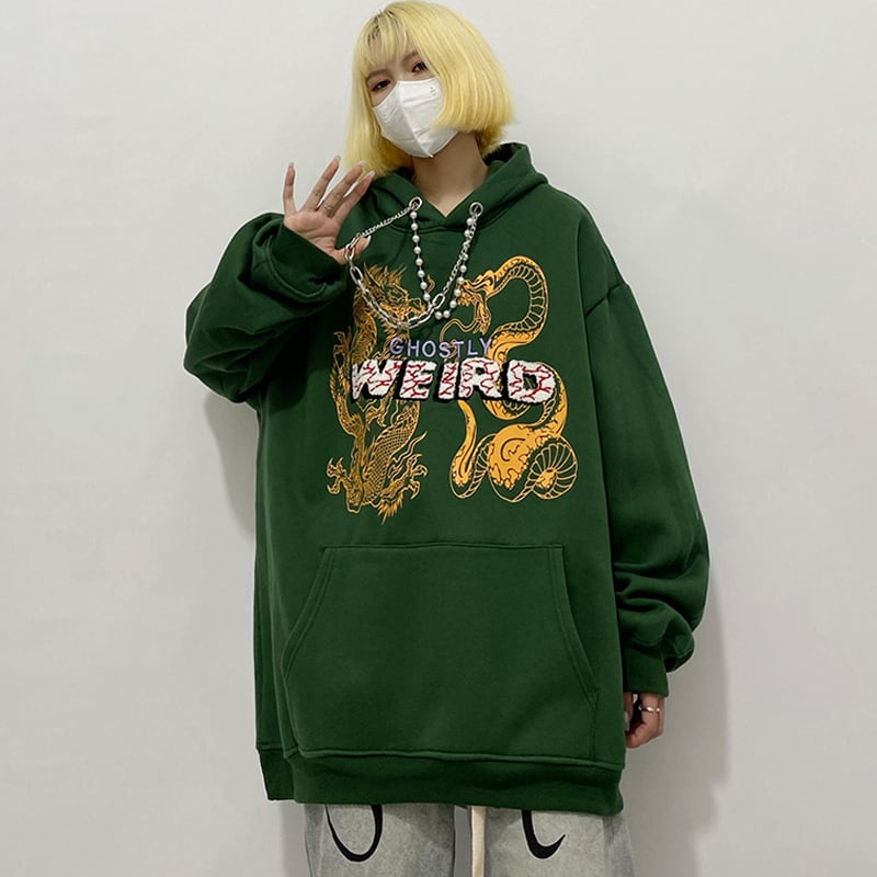 [HC Young Ugly Series] ★China style hoodie★ Tops, unisex, brushed lining or regular type, dragon dragon crest print