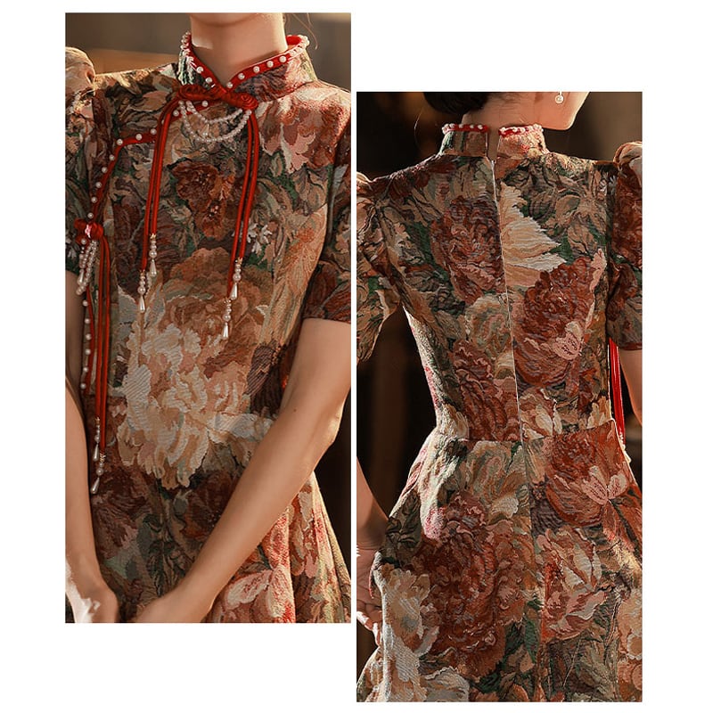 [DUZI Series]★Improved Chinese dress★ Chinese style dress, floral pattern, party dress, coming-of-age ceremony dress, photography