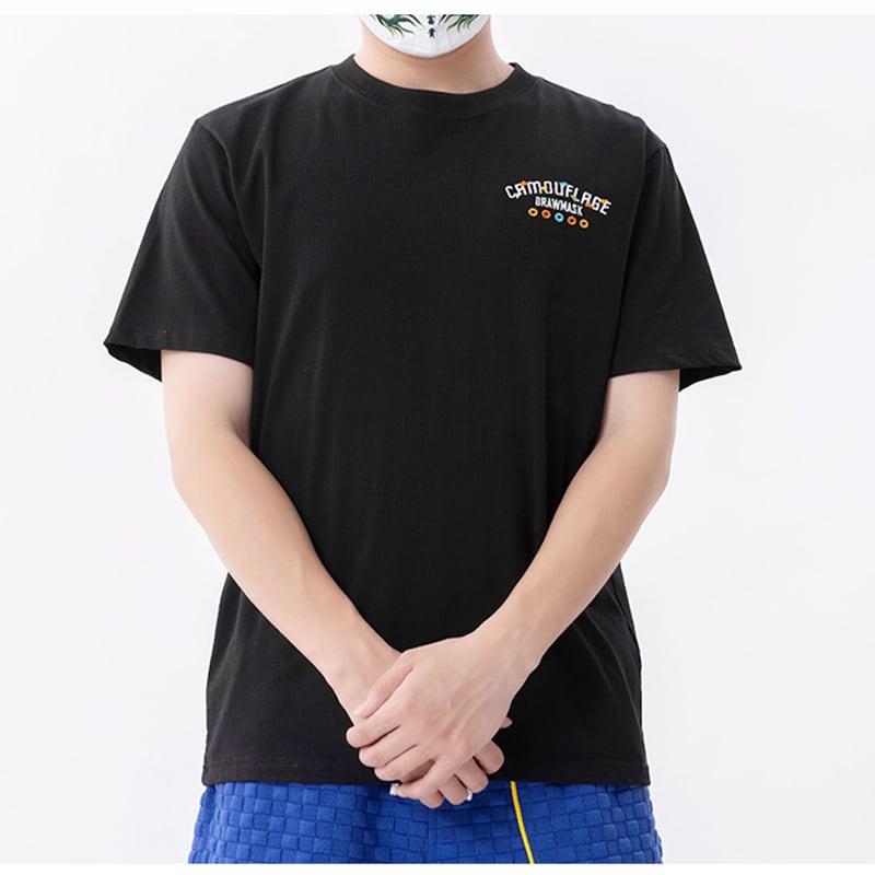 [JPYZ Series]★China Style Top★ T-shirt 2color Embroidery Unisex Men's Black White Short Sleeve