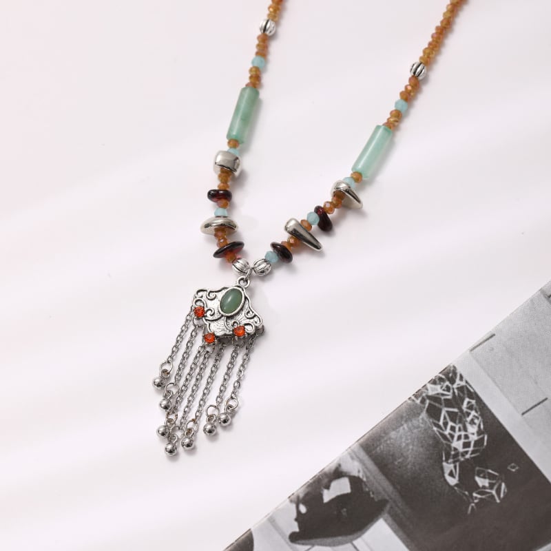 [ZHONGSEN Series] ★China style necklace★ Accessory fringe ethnic style birthday gift for girlfriend