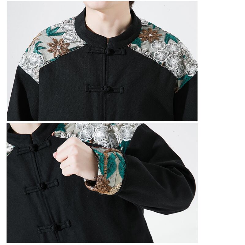 [Psycho Series]★China style outerwear★ Men's 2color jacket, large size, embroidery, China button, spring/autumn