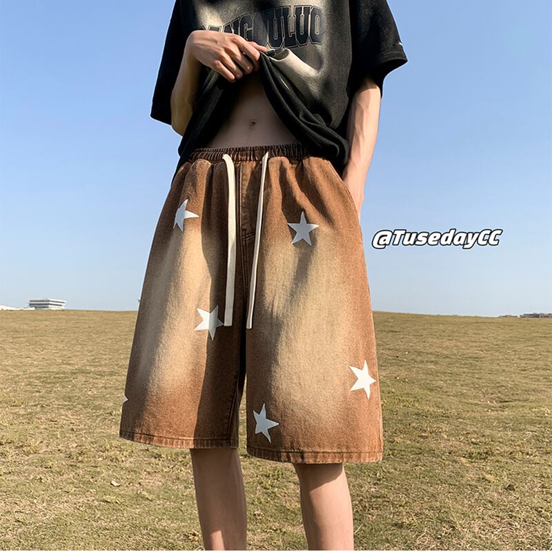 [NANSHI Series] ★Shorts★ Denim pants 2color Casual Unisex Men's Simple Star Summer Clothes Black Brown