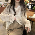 Load image into Gallery viewer, [Saikusou Series] ★Sweater★ 3color Knit Tops Openwork Mini Length Loose V Neck Beige Simple
