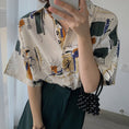 Load image into Gallery viewer, [YOUZI Series]★Retro Shirt★ Tops Printed Short Sleeves Floral Pattern Oil Painting Style Commuting Date Office Lady Office Improves Temperament
