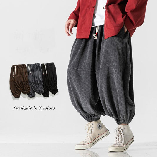 [Small Trouble Series]★China Style Pants★ 3color Bottoms Casual Pants Unisex Men's Large Size Loose Gray Black Coffee Color