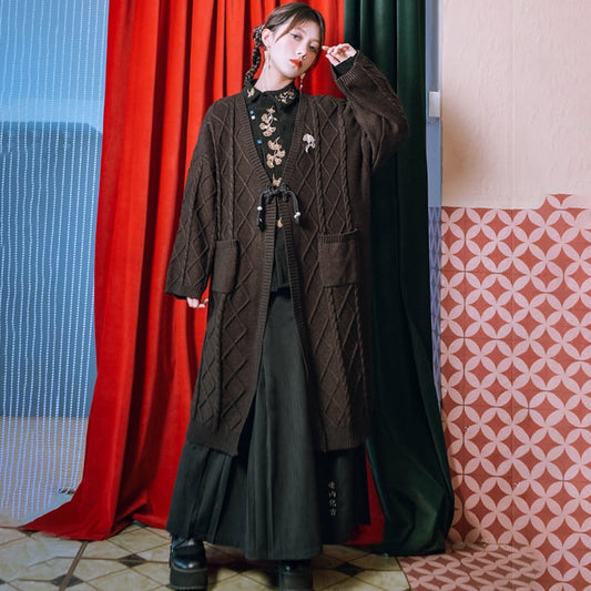 [Kokaishan --- Wakagi Gin Series] ★China style coat★ Cardigan long length knit outerwear