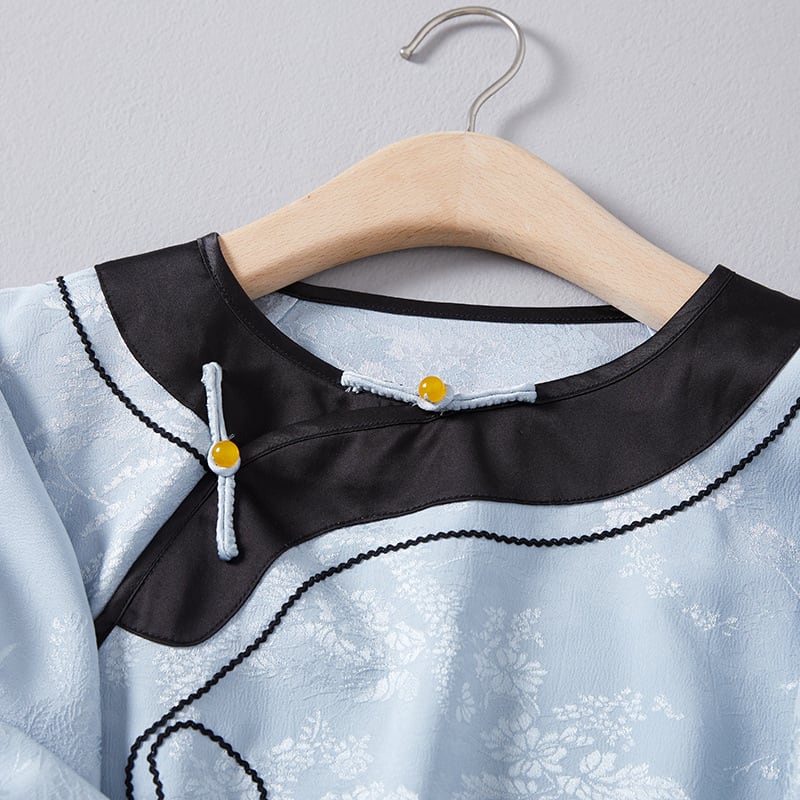 [Chaiyuan Series] ★Chinese style tops★ Shirt Improves temperament Improved Tang suit Thin Republic style Blue Blue Summer clothes