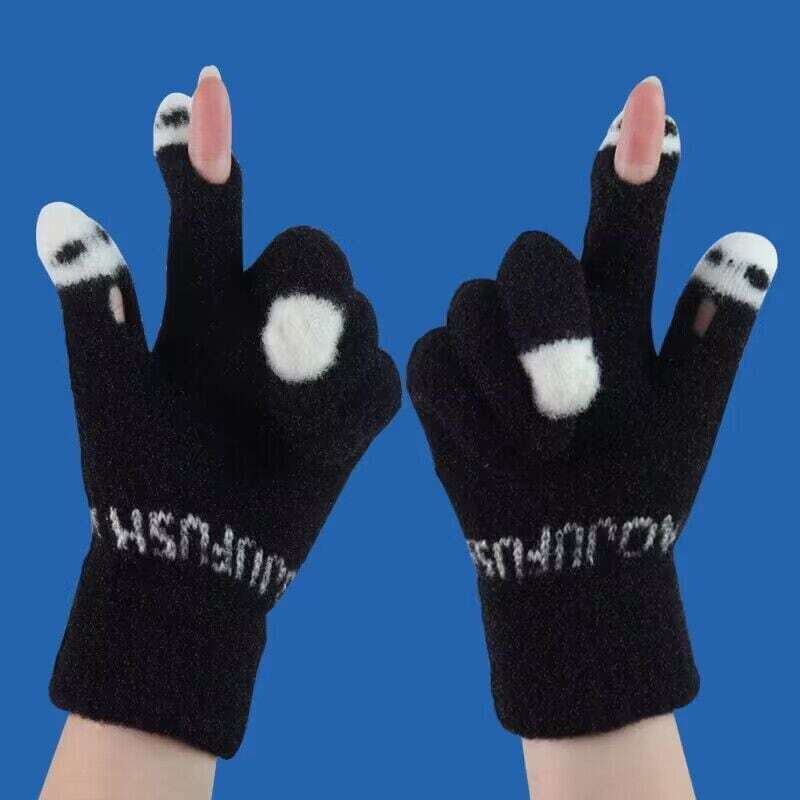 [AOJU Series] ★Gloves★ Accessories, cold protection, available in 5 colors, knit, open fingers, pink, beige, black, navy, light blue