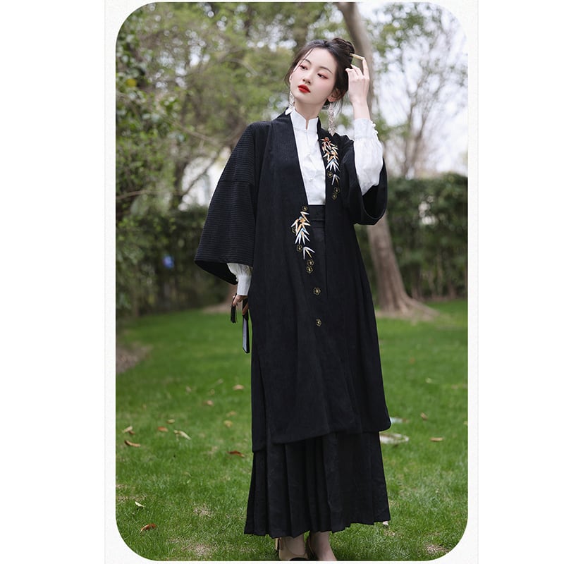 [WUJIA Series]★China style outerwear★Spring/summer embroidery Chinese elements Improves temperament Casual wear Black Easy to match