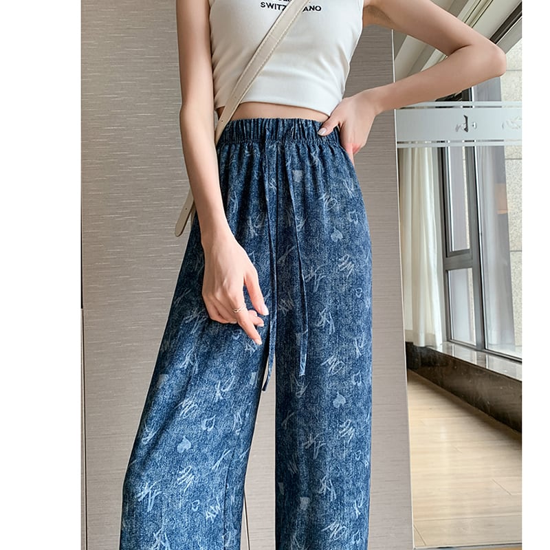 [FENGLIN Series] ★Casual Pants★ Bottoms Trousers Cool Blue Blue Slimming Unique Easy to match