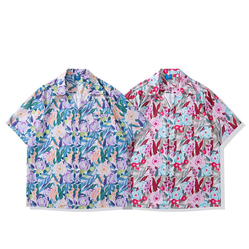 [TRAVEL ISSUANCE Series]★Shirt★ 2color Hawaii Aloha Shirt Print Oil Painting Style Unisex Men's Cute