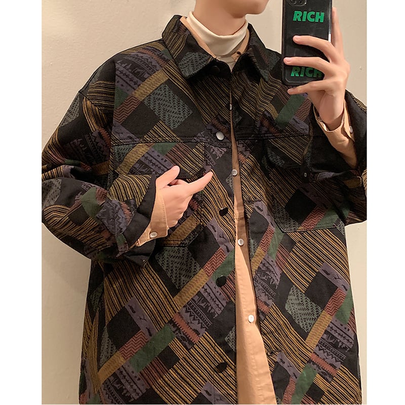 [GUYU Series]★Outerwear★ Shirt Jacket Ethnic Style Unisex Men's Ethnic Style Retro ML XL 2XL