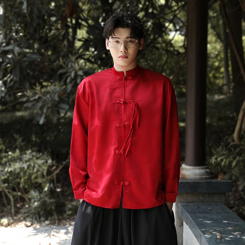 [JUNYI Series]★Chinese-style shirt★7 sizes to choose from, 3 colors, Chinese-style tops, Chinese buttons, long-sleeved shirts, improves your temperament, Chinese clothes, black, red, blue