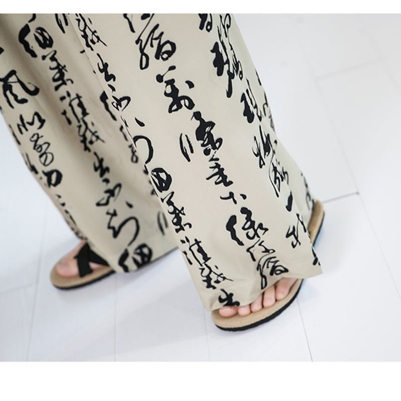 [Tsuncho Series] ★China style pants★ 2color Gaucho pants Unisex Men's Large size Letter pattern