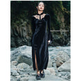 Load image into Gallery viewer, [Big Blue Dragon Series] ★China style dress★ Long length velvet sexy black slit long length
