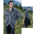 Load image into Gallery viewer, [Big Blue Dragon Series]★China style tops★ Shirt Vertical striped gray retro thick casual loose fitting
