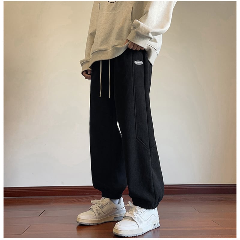 [BIGEMAN Series] ★Casual Pants★ Brushed lining 3color Bottoms Pants Unisex Men's Large Size Green Black Coffee Color