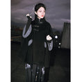 Load image into Gallery viewer, [Ancient monster house---Shanhai Jing Kunlun series] ★China style coat★ Outer coat Lasha loose thick warm black black cloak coat
