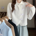 Load image into Gallery viewer, [壹號人家 Series] ★China style shirt★ 4 colors POLO neck China button tops Brown Black White Blue
