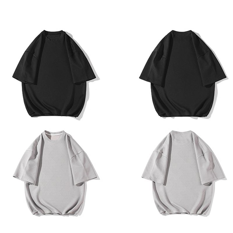 [BIGEMAN Series]★T-shirt★ Tops 4color Unisex Men's Large Size Plain Black Gray White Beige