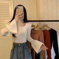 Load image into Gallery viewer, [Insufficient Moe Series]★Knit Tops★ 4color Tops Flare Sleeve Slim Slimming Black White Red Pink
