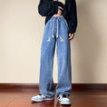 Load image into Gallery viewer, [Kouisha Series] ★Denim pants★ 2color bottoms pants unisex men's black blue black blue
