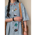 Load image into Gallery viewer, [KKTLL Series]★Shirt★ Embroidered shirt, short sleeve shirt, tops, unisex, men's ML XL denim shirt, cartoon
