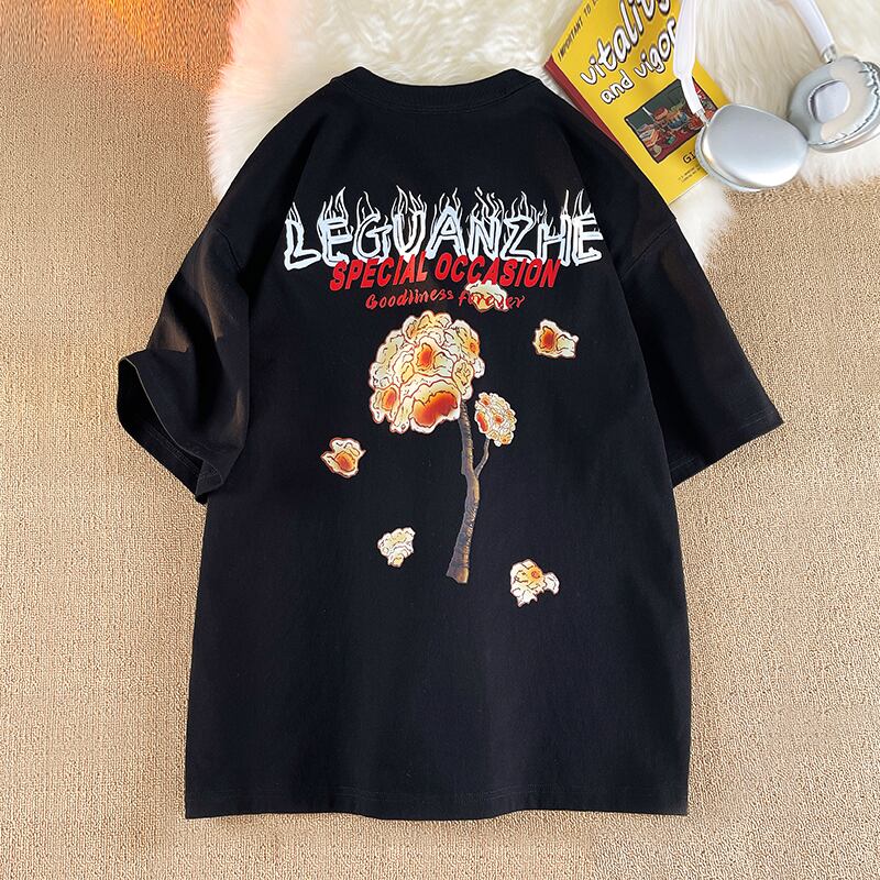 [BIGEMAN Series] ★T-shirt★ 2color Tops Short Sleeve T-shirt Unisex Men's Large Size Black White Unique Casual