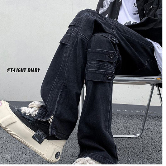 [YOILIN Series] ★Denim Pants★ Casual Pants 2color Unisex Men's Large Size Blue Black