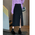 Load image into Gallery viewer, [Italy series]★China style skirt★ 4color knit skirt bottoms slit slimming beige black gray light brown
