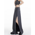 Load image into Gallery viewer, [EDX Series]★Skirt with belt★ 2color bottoms long skirt black gray high-looking slit fashionable
