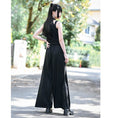 Load image into Gallery viewer, [Ancient monster---Long wind series]★China style pants★Bottoms Gaucho pants with belt Black Black
