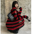 Load image into Gallery viewer, [LadyGhost Series]★Sweater★ 2color Tops Horizontal stripes Striped pattern Distressed Red Black Red Black
