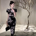 Load image into Gallery viewer, [NANA Series] ★China-style dress★ Improved cheongsam dress, sexy, floral pattern, slit, short sleeves, slimming fit
