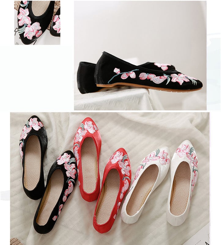 3colors Embroidery shoes Handmade shoes Chinese shoes Chinese style shoes Chinese style buttons Tang-style Hanfu shoes Ethnic style Retro canvas Rubber 35 36 37 38 39 40 41 White Red Black White Red Black