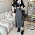 Load image into Gallery viewer, [Oya series] ★Skirt with belt★ 2color Good slimming effect Bottoms Plain Simple Gray Black
