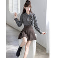 Load image into Gallery viewer, [GUIDUO Series] ★Shirt★ Tops, Long Sleeve Shirt, Plaid Pattern, Ladies, Improves Temperament, Ribbon, Cute, Date, Commuting
