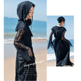 Load image into Gallery viewer, [Daiseiryusu Series] ★One Piece★ Lace Hat is removable Designed Black Black Long length
