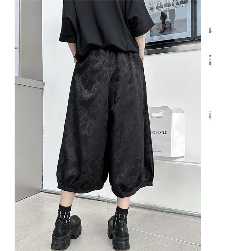 [YIDAO Series] ★China style trousers★ Daily wear, Chinese clothes, black, easy to match, nine-quarter length, summer clothes, loose-fitting