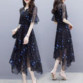 Load image into Gallery viewer, [Lu Xiaojie] ★Starry sky dress★ Dress, ladies fashion, slimming, cute, large size, navy
