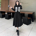 Load image into Gallery viewer, [Dong Xiaojie Series] ★China style dress★ Ink pattern long sleeve dress long length dress black black large size slimming
