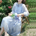 Load image into Gallery viewer, [Hakushu Series] ★2-piece dress set★ Hanging dress + long sleeve dress + chiffon Blue Blue Cute
