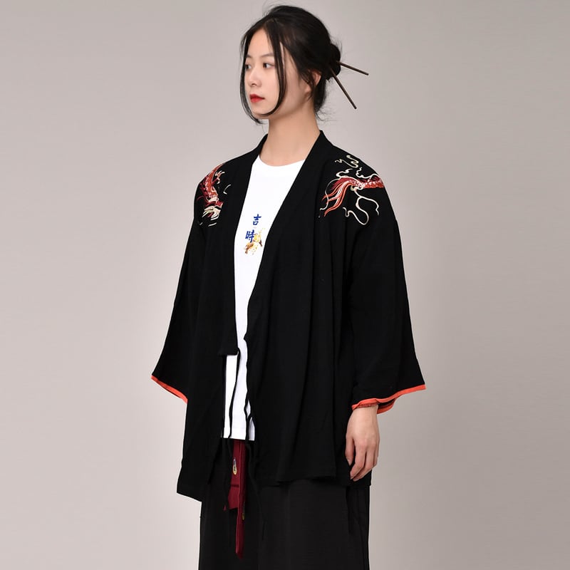 [Small Trouble Series]★China Style Shirt★ Embroidery Dragon Tops 3color Unisex Men's Large Size Improved Tang Suit