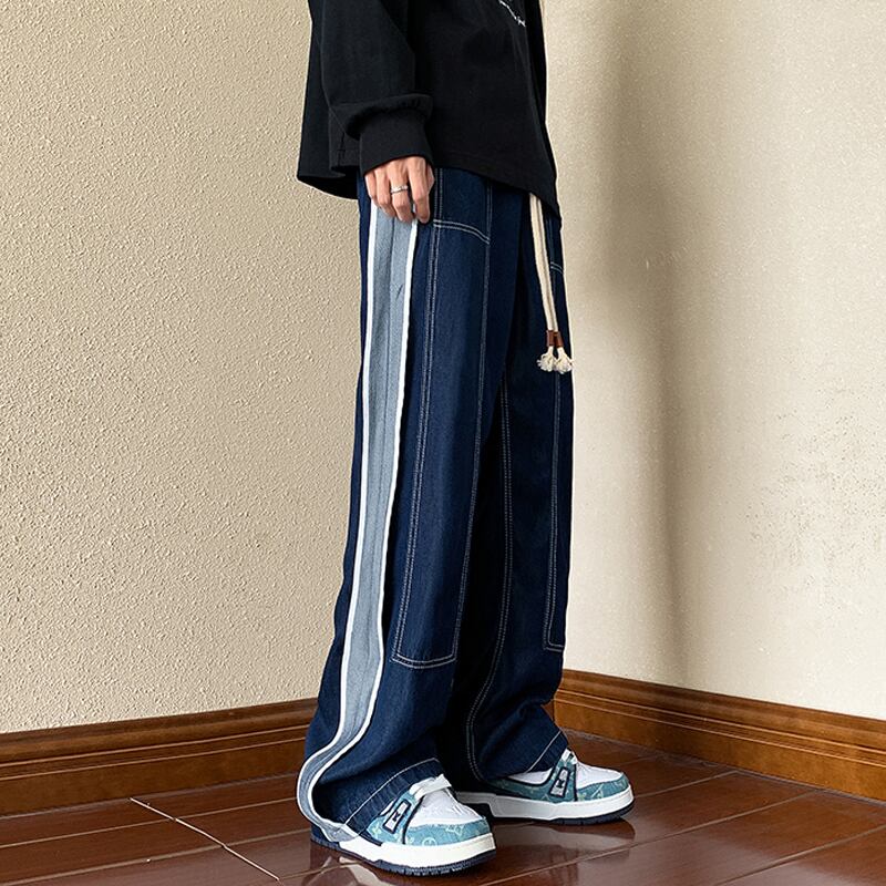 [Men's Series]★Casual pants★ Denim pants bottoms Unisex Men's Color scheme Easy to match Blue Blue