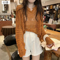 Load image into Gallery viewer, [Saikusou Series] ★Sweater★ 3color Knit Tops Openwork Mini Length Loose V Neck Beige Simple
