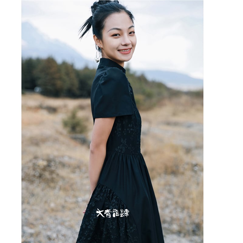 [Daiseiryusu Series] ★Chinese style dress★ Summer Chinese clothing Maxi length Long length Chinese button Black Black