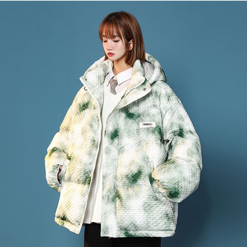 [Morimoto Series] ★Winter Coat★ 3color Cotton Coat Unisex Men's Print Gray Blue Green