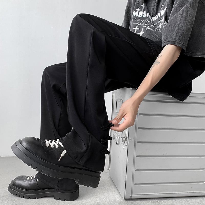 [YOULIN Series]★China-style pants★Casual pants, unisex, men's, cool, unique, black, Chinese buttons