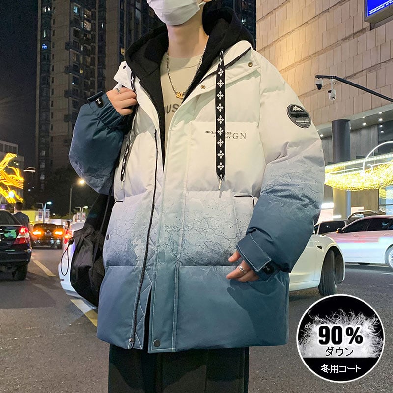 [ZBH Series]★Down Coat★ 5color 90% Down Gradient Winter Coat Warm Thick Unisex Men's Large Size